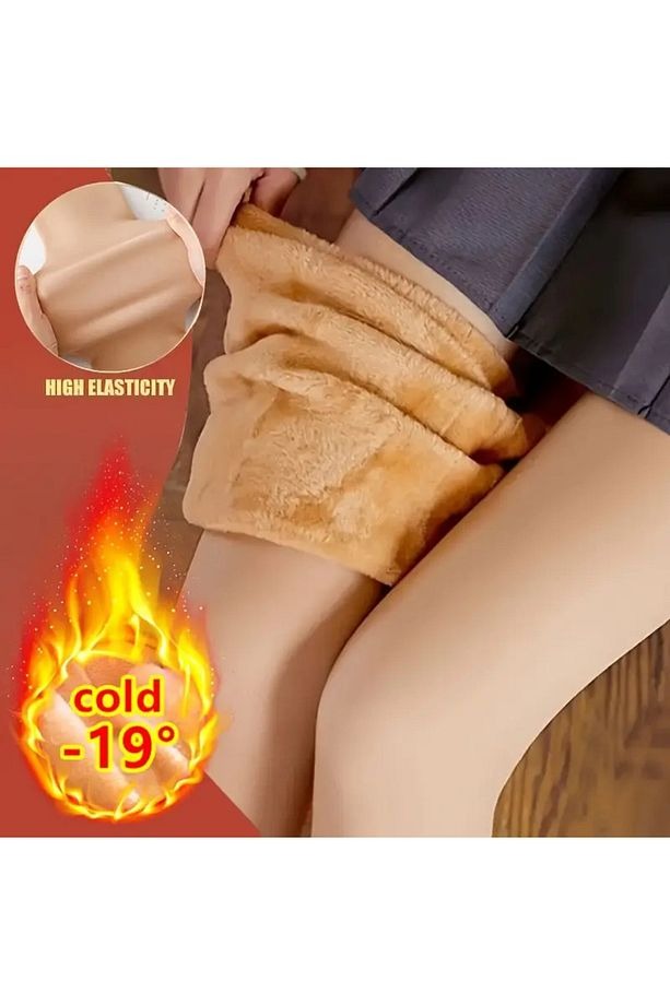 ThermaSoft™ Yüksek Bel Peluş Termal Tayt – Kışın En Rahat ve Toparlayıcı Seçimi