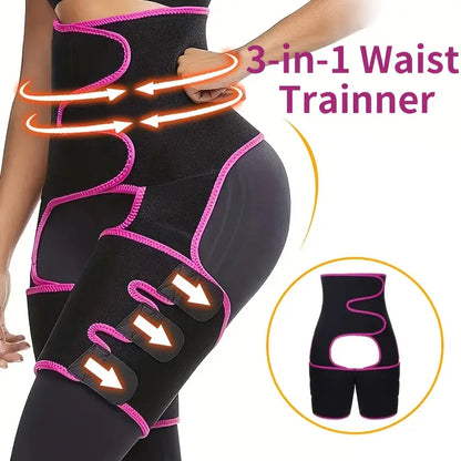 TriSculpt™ 3‑in‑1 Termal Bel & Bacak Korse – Neopren Sauna Etkisi, Ayarlanabilir Cırt Bant, Kaymaz Tasarım