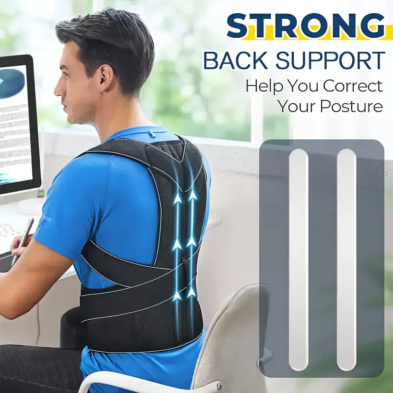 PosturePro™ Duruş Düzeltici Sırt Korsesi – Çift Balenli, Omuz ve Sırt Destekli Unisex Tasarım