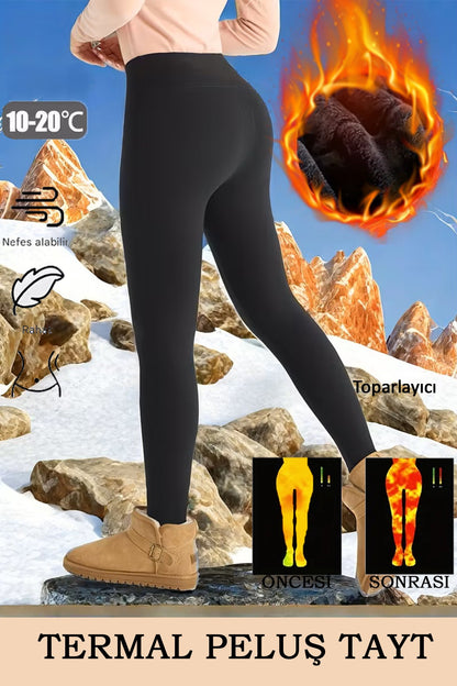 REYNEV Peluş Termal Tayt – Yüksek Bel, Sıcak Tutan, Toparlayıcı