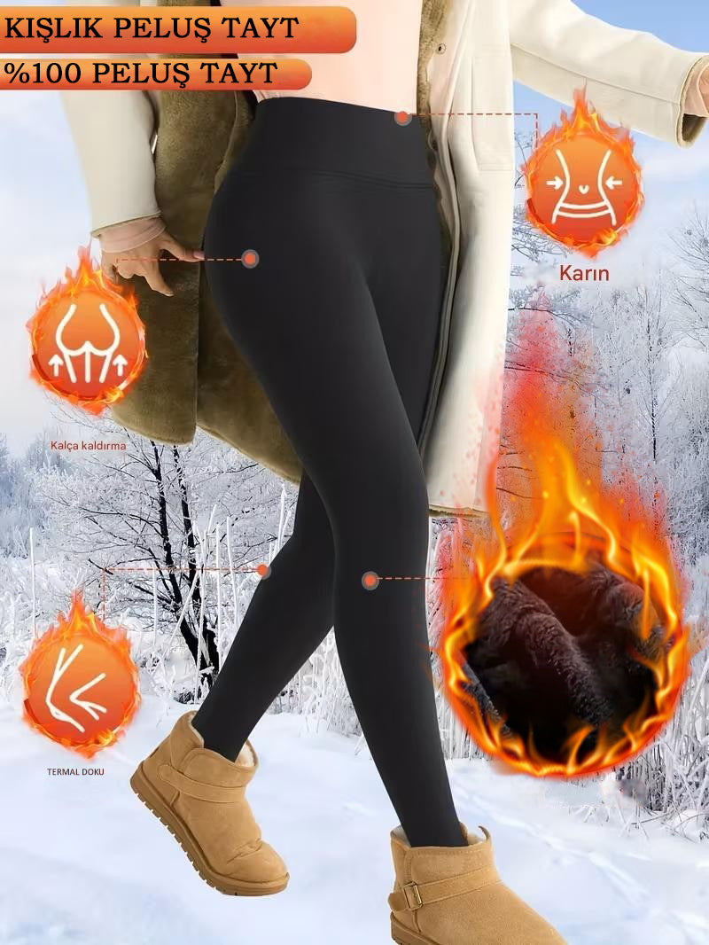 REYNEV Peluş Termal Tayt – Yüksek Bel, Sıcak Tutan, Toparlayıcı