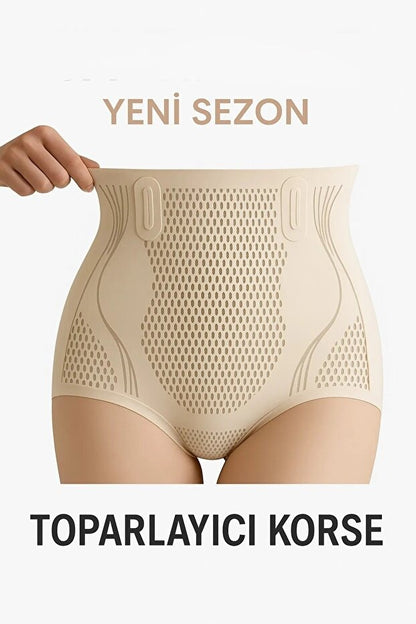 REYNEV İyonizer Korse – Yüksek Bel Toparlayıcı Buz İpek Korse