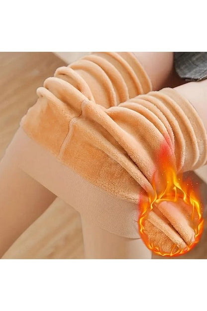 ThermaSoft™ Yüksek Bel Peluş Termal Tayt – Kışın En Rahat ve Toparlayıcı Seçimi
