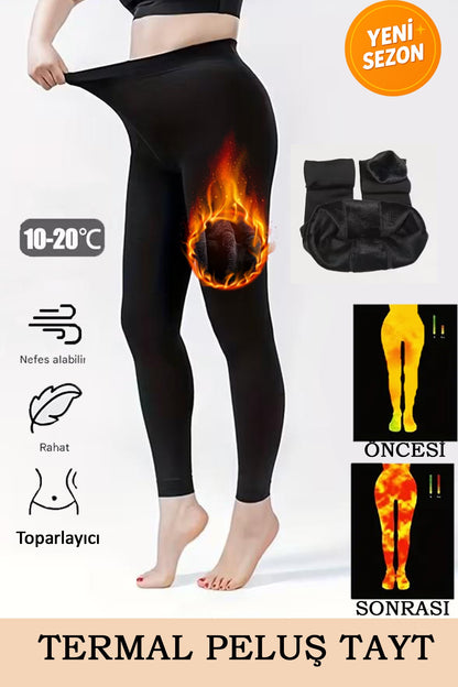 REYNEV Peluş Termal Tayt – Yüksek Bel, Sıcak Tutan, Toparlayıcı