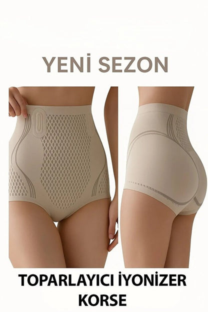 REYNEV İyonizer Korse – Yüksek Bel Toparlayıcı Buz İpek Korse