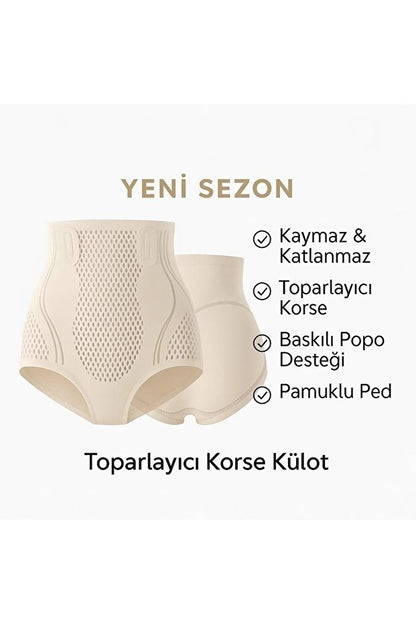 REYNEV İyonizer Korse – Yüksek Bel Toparlayıcı Buz İpek Korse