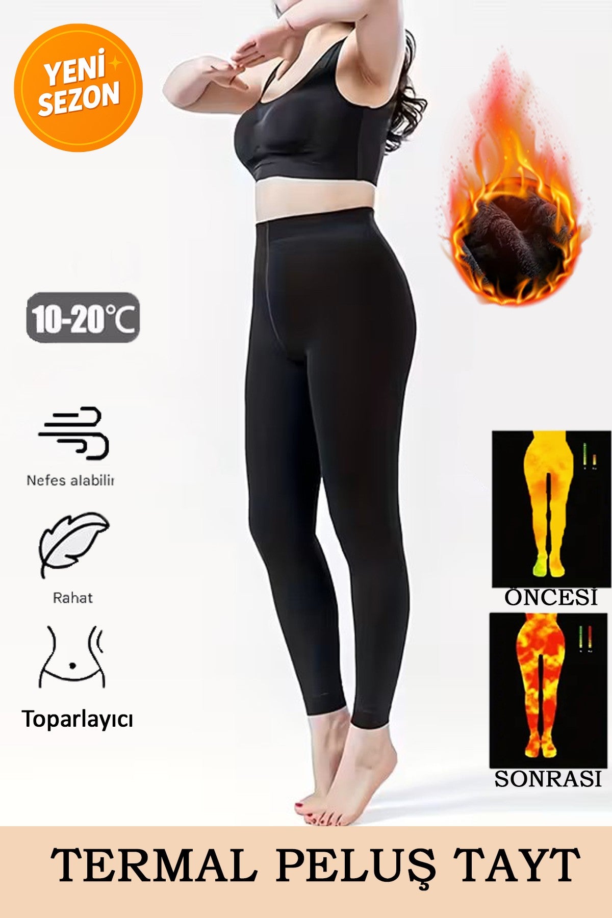 REYNEV Peluş Termal Tayt – Yüksek Bel, Sıcak Tutan, Toparlayıcı