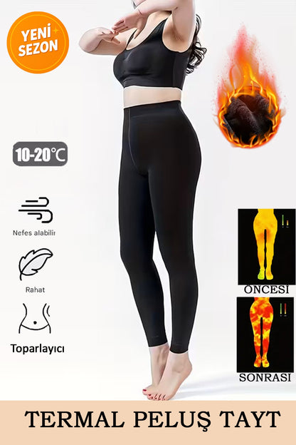 REYNEV Peluş Termal Tayt – Yüksek Bel, Sıcak Tutan, Toparlayıcı