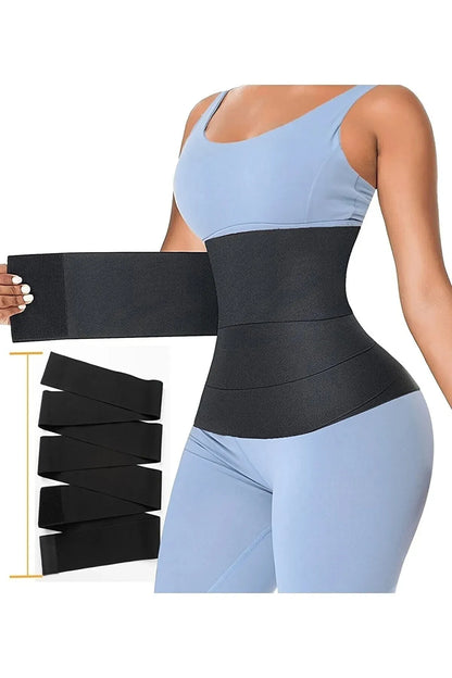 FlexWrap™ Unisex Bel Sargı Bandajı – Kum Saati Etkili, Kaymaz Tasarım ve 2m-5m Uzunluk Seçenekli