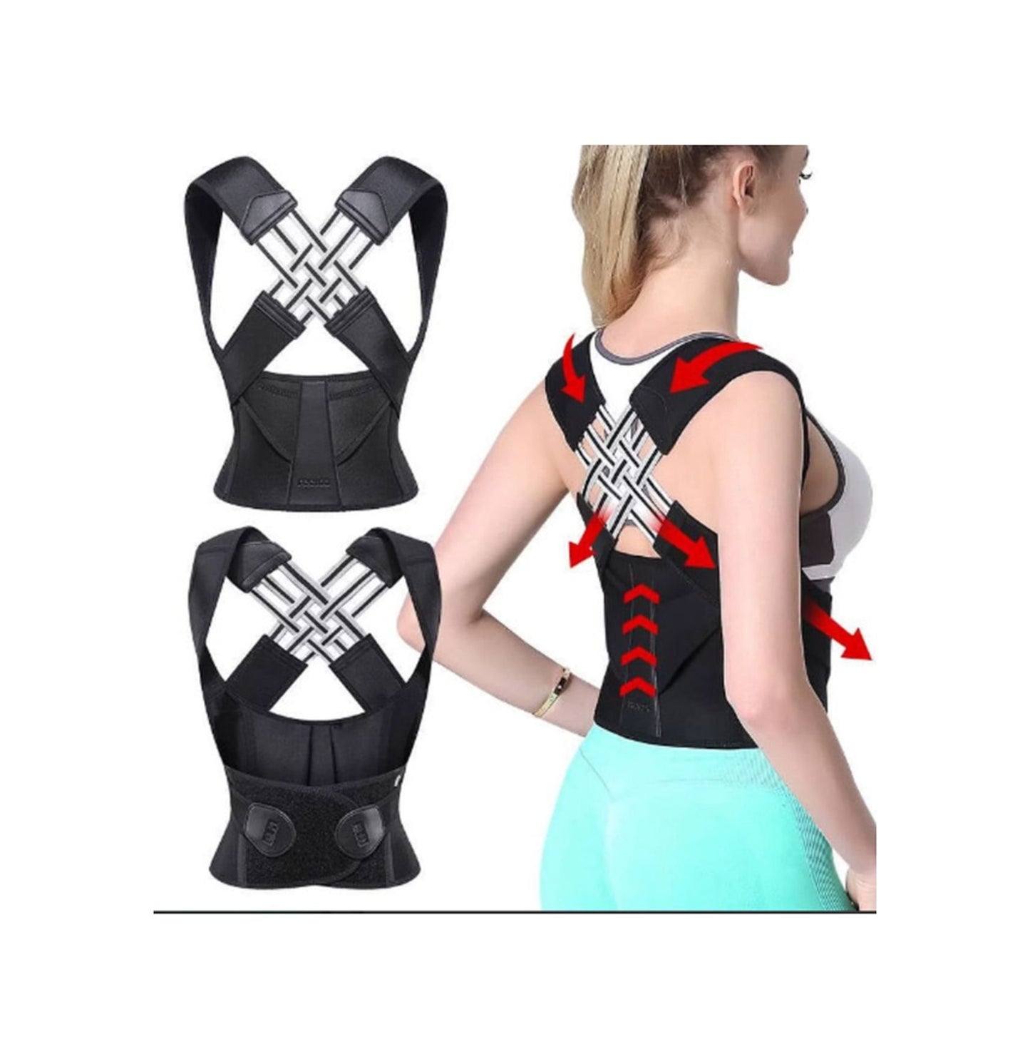 OrthoFlex™ Çift Destekli Duruş Düzeltici Sırt Korsesi – X Kayışlı, Unisex Duruş ve Sırt Destekleyici Tasarım