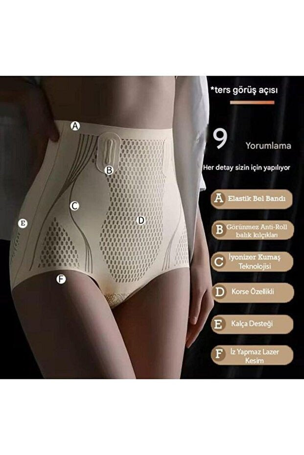 REYNEV İyonizer Korse – Yüksek Bel Toparlayıcı Buz İpek Korse