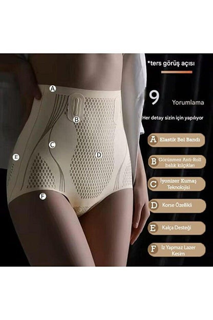 REYNEV İyonizer Korse – Yüksek Bel Toparlayıcı Buz İpek Korse