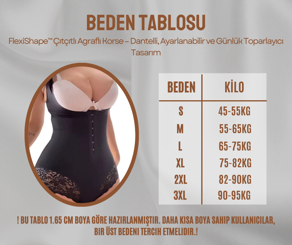 FlexiShape™ Çıtçıtlı Agraflı Korse – Dantelli, Ayarlanabilir ve Günlük Toparlayıcı Tasarım