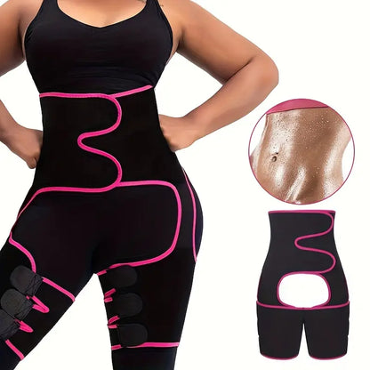 TriSculpt™ 3‑in‑1 Termal Bel & Bacak Korse – Neopren Sauna Etkisi, Ayarlanabilir Cırt Bant, Kaymaz Tasarım