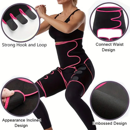 TriSculpt™ 3‑in‑1 Termal Bel & Bacak Korse – Neopren Sauna Etkisi, Ayarlanabilir Cırt Bant, Kaymaz Tasarım