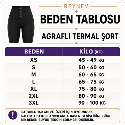 REYNEV 3 Kademeli Agraflı Sauna Şort – Polymer Terletici, Toparlayıcı, Yüksek Bel