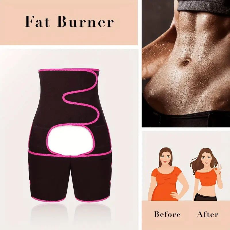 TriSculpt™ 3‑in‑1 Termal Bel & Bacak Korse – Neopren Sauna Etkisi, Ayarlanabilir Cırt Bant, Kaymaz Tasarım