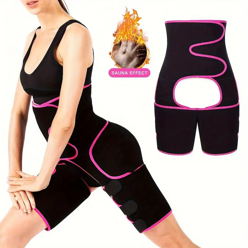 TriSculpt™ 3‑in‑1 Termal Bel & Bacak Korse – Neopren Sauna Etkisi, Ayarlanabilir Cırt Bant, Kaymaz Tasarım